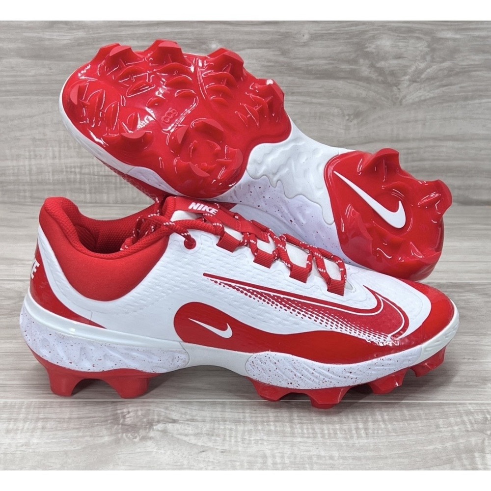 Nike Alpha Huarache Elite 4 Low MCS Baseball White Red FD6255-105 Men's Sz 11.5